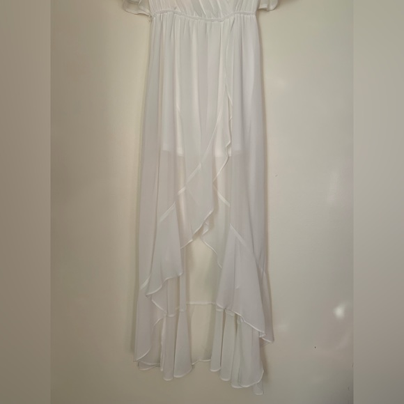 DRESS DAY white chiffon Midi Dres. Size Small, bell sleeve, crossbody. - Picture 4 of 9